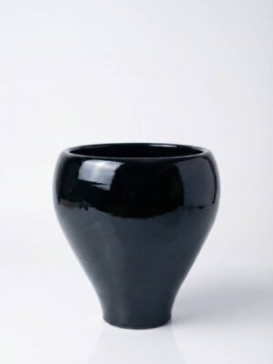 مزهرية فخار خزفية بتصميم V 40 cm  سوداء