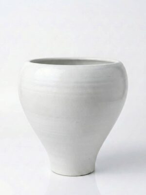 مزهرية فخار خزفية بتصميم V 40 cm  ابيض