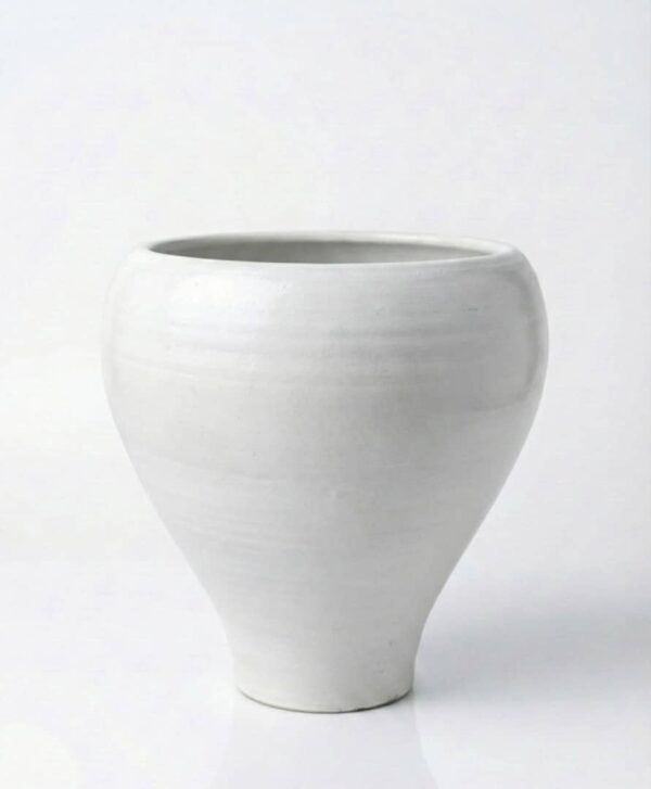 مزهرية فخار خزفية بتصميم V 40 cm  ابيض