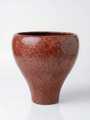 مزهرية فخار خزفية بتصميم V 40 cm  حمراء