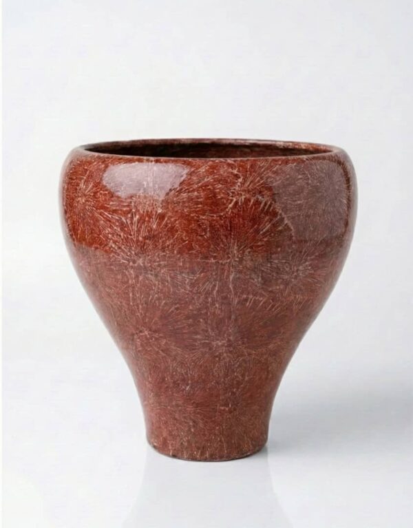 مزهرية فخار خزفية بتصميم V 40 cm  حمراء