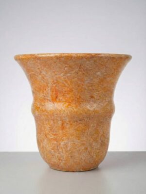 مزهرية برتقالية  Milano خزفية بتصميم مموج ارتفاع  30 سم