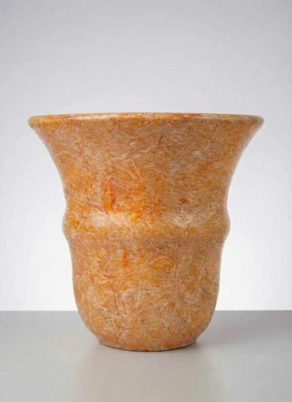 مزهرية برتقالية  Milano خزفية بتصميم مموج ارتفاع  30 سم